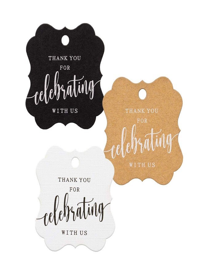 Summer-Ray.com Summer-Ray 50pcs Elegant Square Thank You for Celebrating with Us Favor Tags Wedding Gift Tags (White) - Image 4